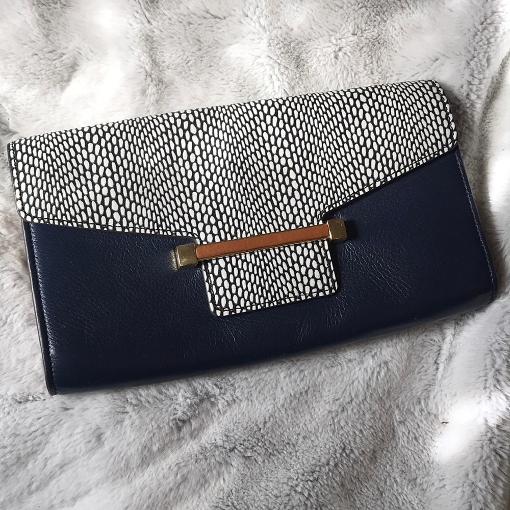 Vince Camuto | Dark Blue Animal Print Clutch